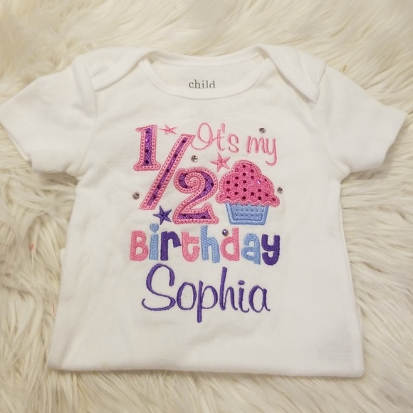 half birthday onesie girl